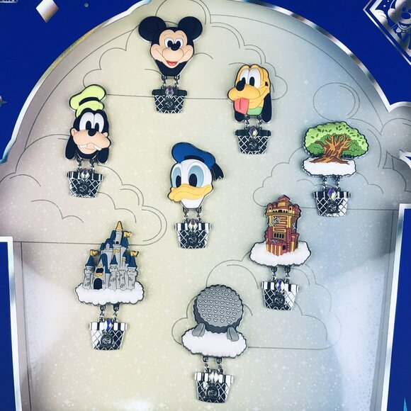 25 Years of Disney Pin Trading Up Up and Away Acrylic Stand 8-Pin Set LE 250 - Picture 2 of 3